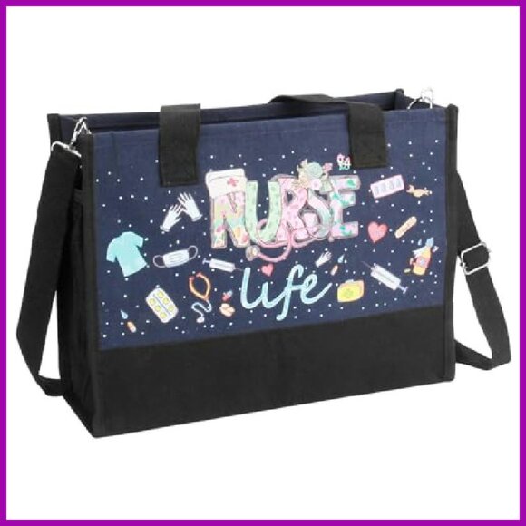 Large Waterproof Nurse Tote Bag with Pockets & Zipper for Work Travel - Picture 2 of 8